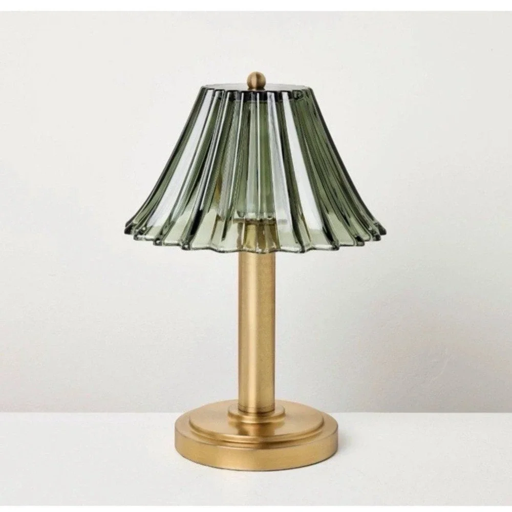 Glass Shade Table Lamp Green - Hearth & Hand with Magnolia NEW